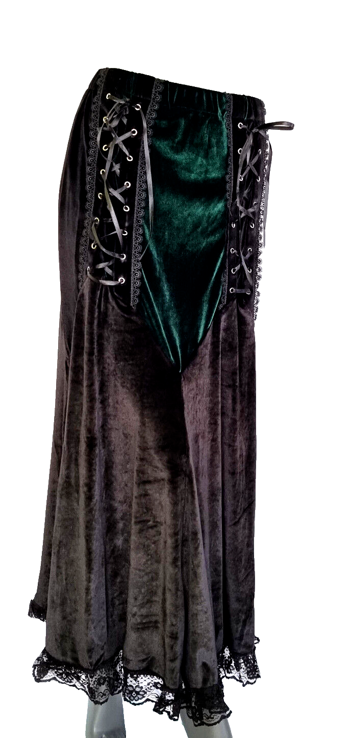 Maxirock Samtrock Corsagenrock Gothic Witch Punk Larp Rot schwarz Gr.34-38