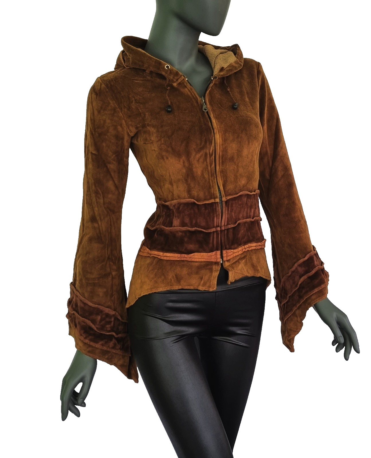 Gugel Zipfeljacke Samt Vintage Look Goa Ethno Gothic Medieval Hippie Gr.34/36
