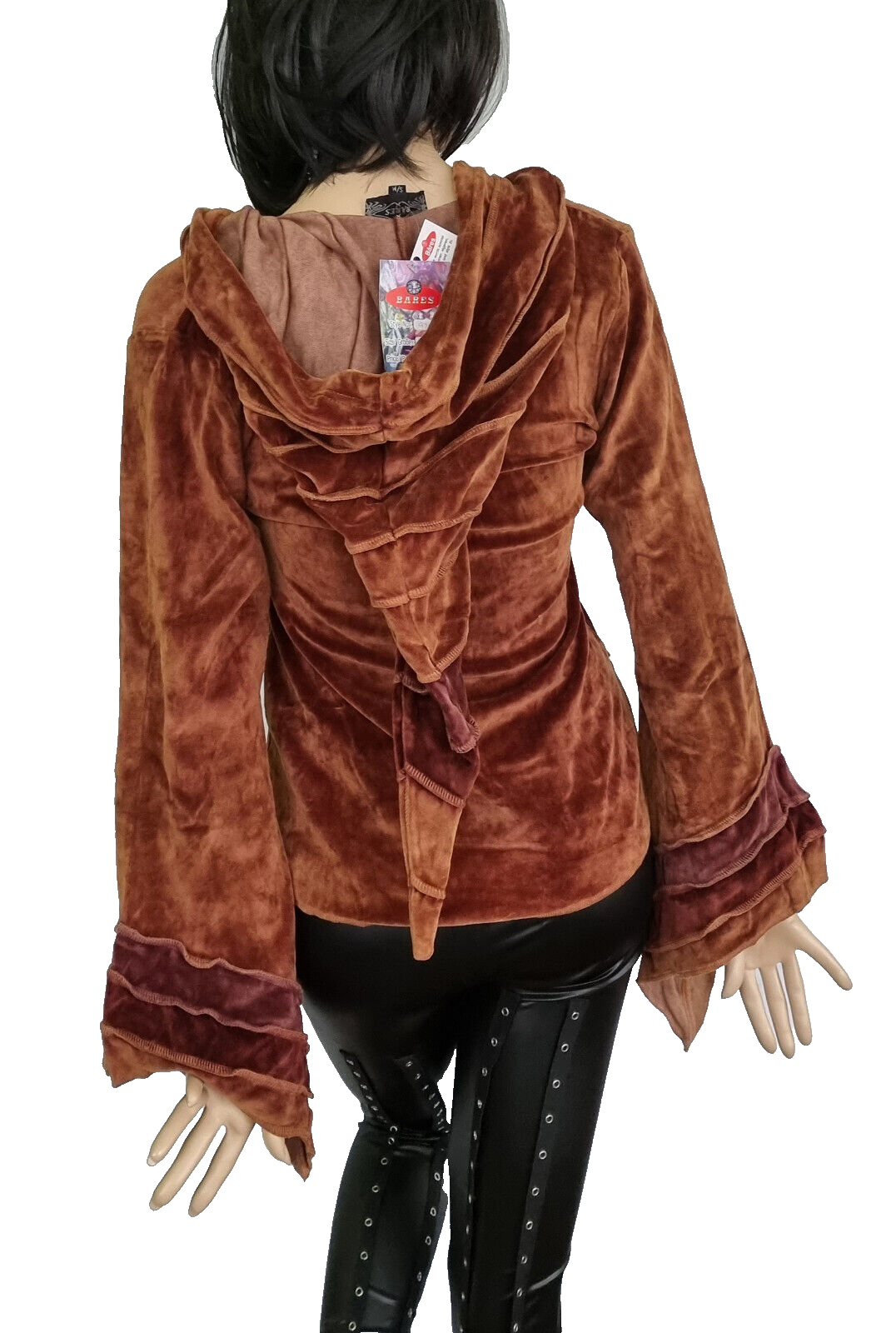 Gugel Zipfeljacke Samt Vintage Look Goa Ethno Gothic Medieval Hippie Gr.34/36