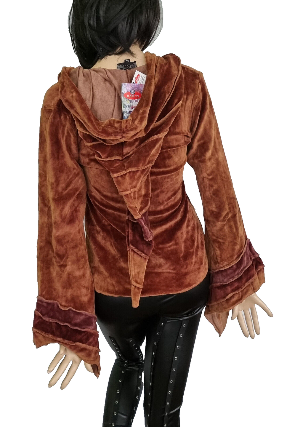 Gugel Zipfeljacke Samt Vintage Look Goa Ethno Gothic Medieval Hippie Gr.34/36