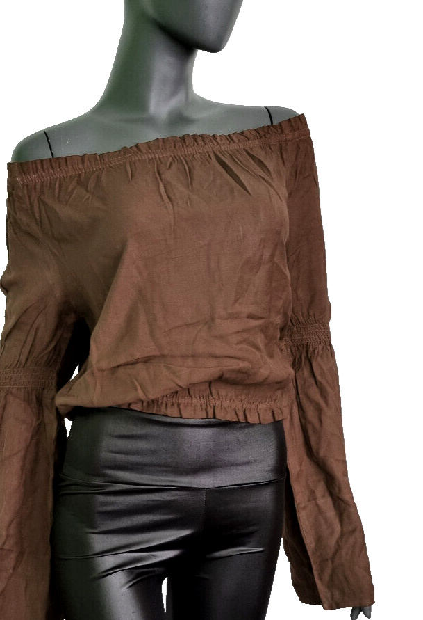 Mittelalter Gothic Pirat Larp Carmen-Bluse braun Gr.36-42