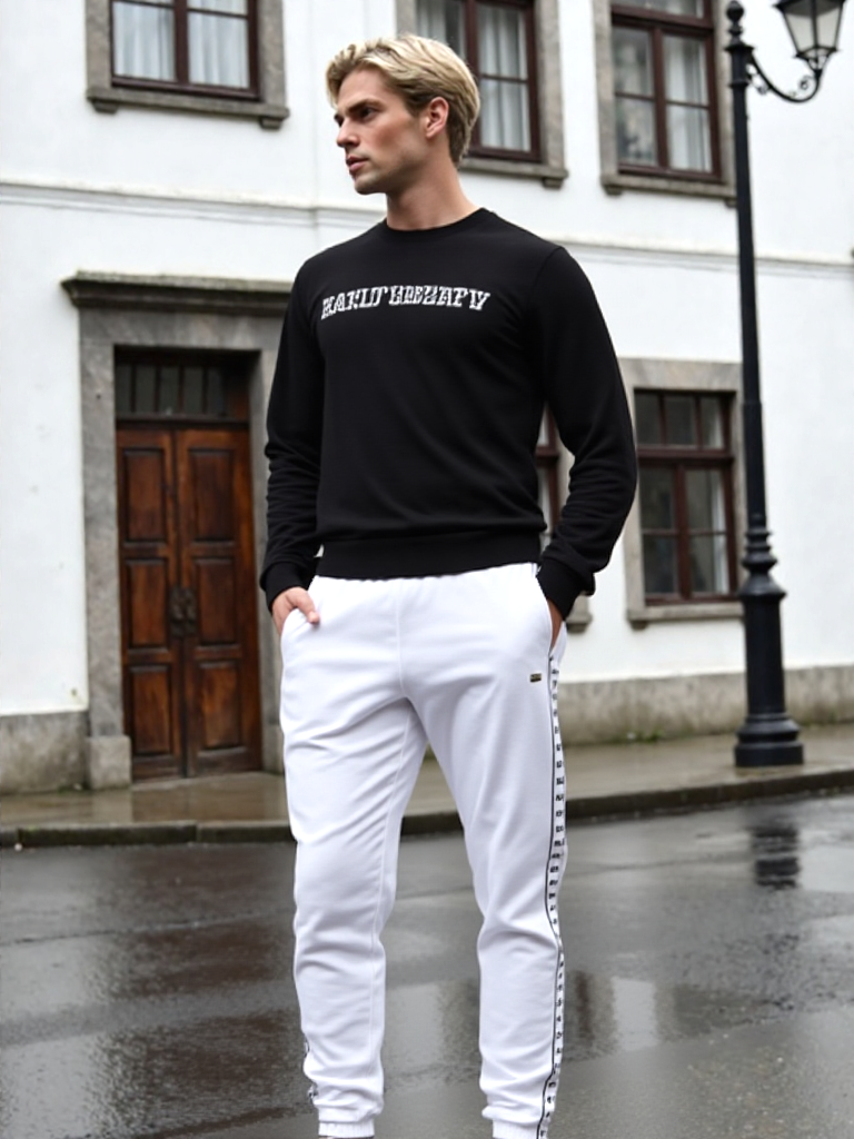 Lacoste Jogginghose Sweatpants weiss Label-Streifen Gr.4XL/9