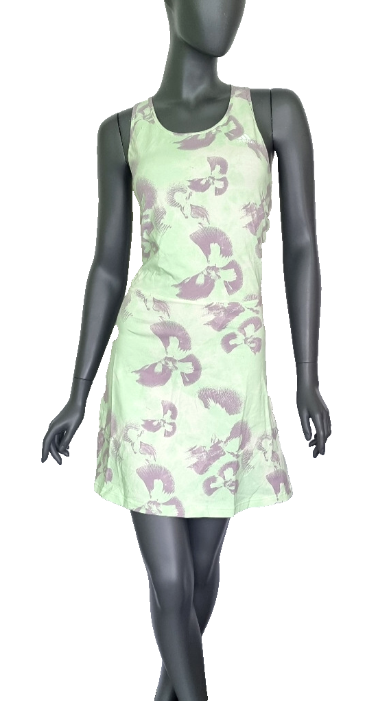Adidas Damen Floral Graphic Single Jersey Dress grün grau A-Linie Gr.XL/42-44