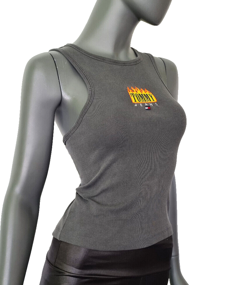 Tommy Jeans Ripp Tanktop Vintage Flame dunkelgrau Gr.34-40