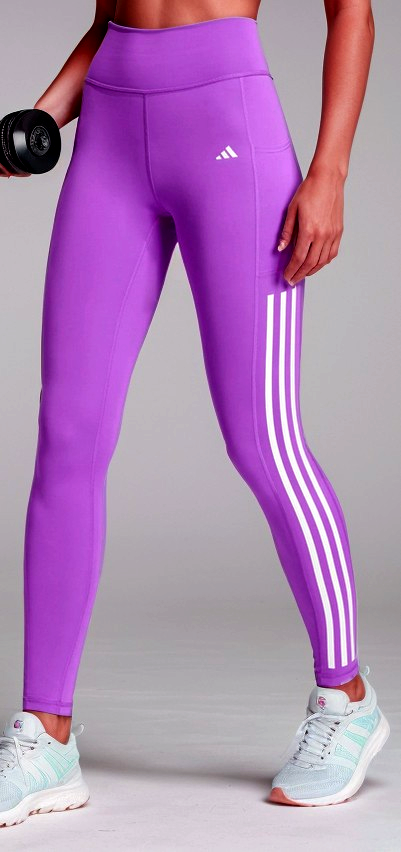 Adidas Optime 3-Streifen Leggings purple IZ2715 Handytasche Gr.M