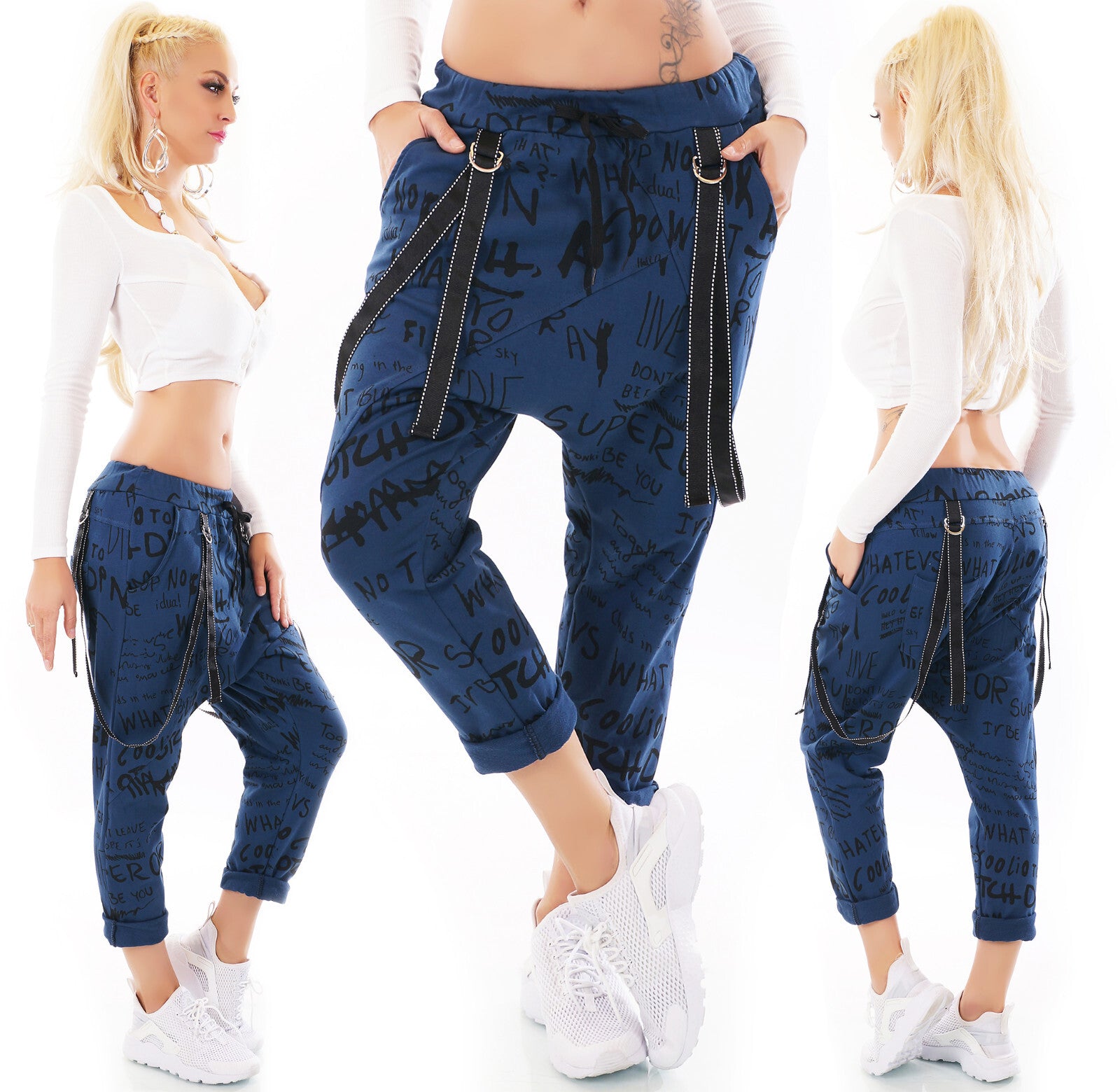 ITALY JogpantsBaggy HaremHose Print 6 Farben 34-40 onesize