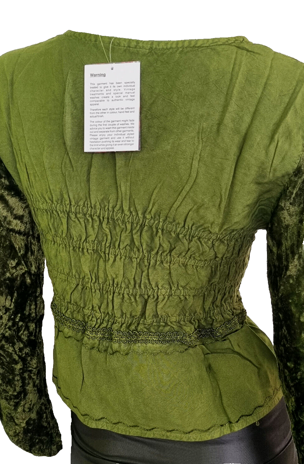 Samt-Bluse Boho Hippie Ethno Schnürung vintage Gr.34-38 freesize