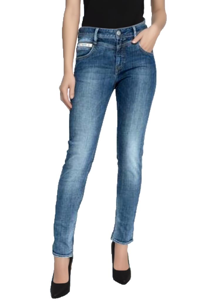 Herrlicher Jeans Peppy slim blau stretch normal waist Gr.W27 Länge 32