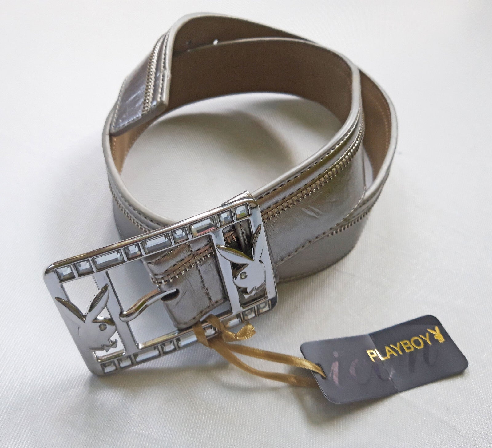 Playboy Gürtel mit Strass Vintage silber Gr.S