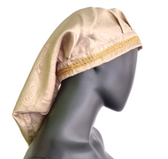 Mittelalter LARP Haube Brokat beige Gugel Zipfelmütze Erwachse