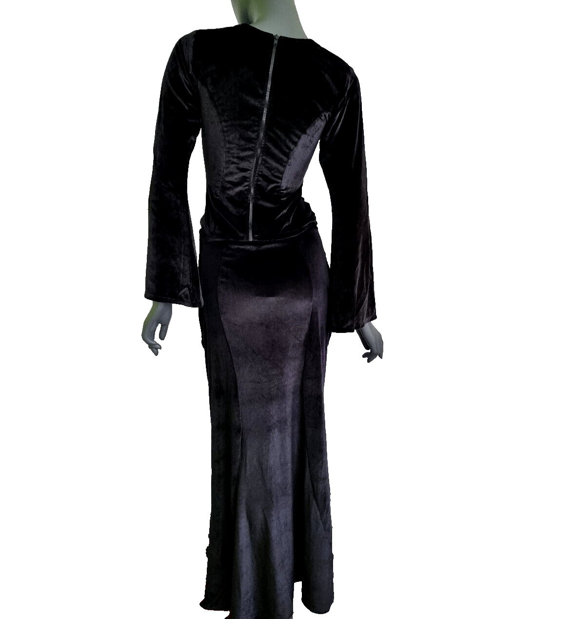 Maxirock Raffung Samt victorian gothic bordeaux lila Gr.34/36