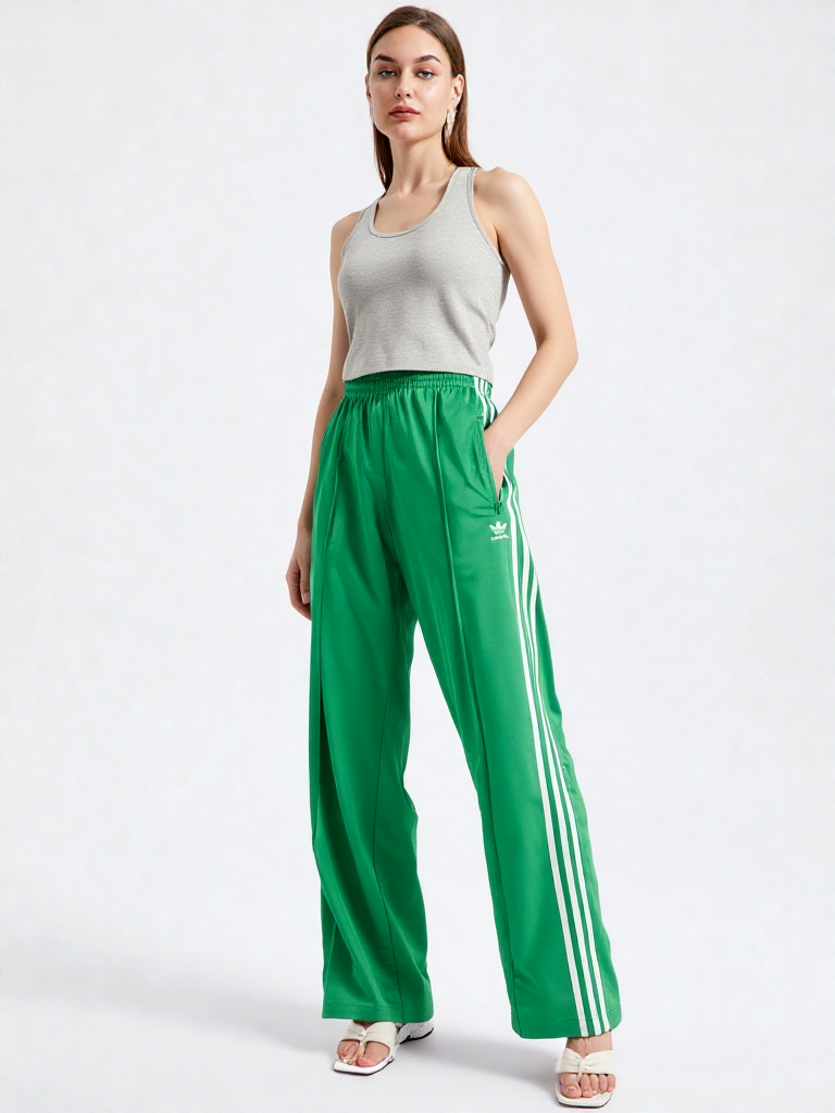 Adidas Originals Firebird Track Pants grün mid wide leg Gr.2XL/48-50