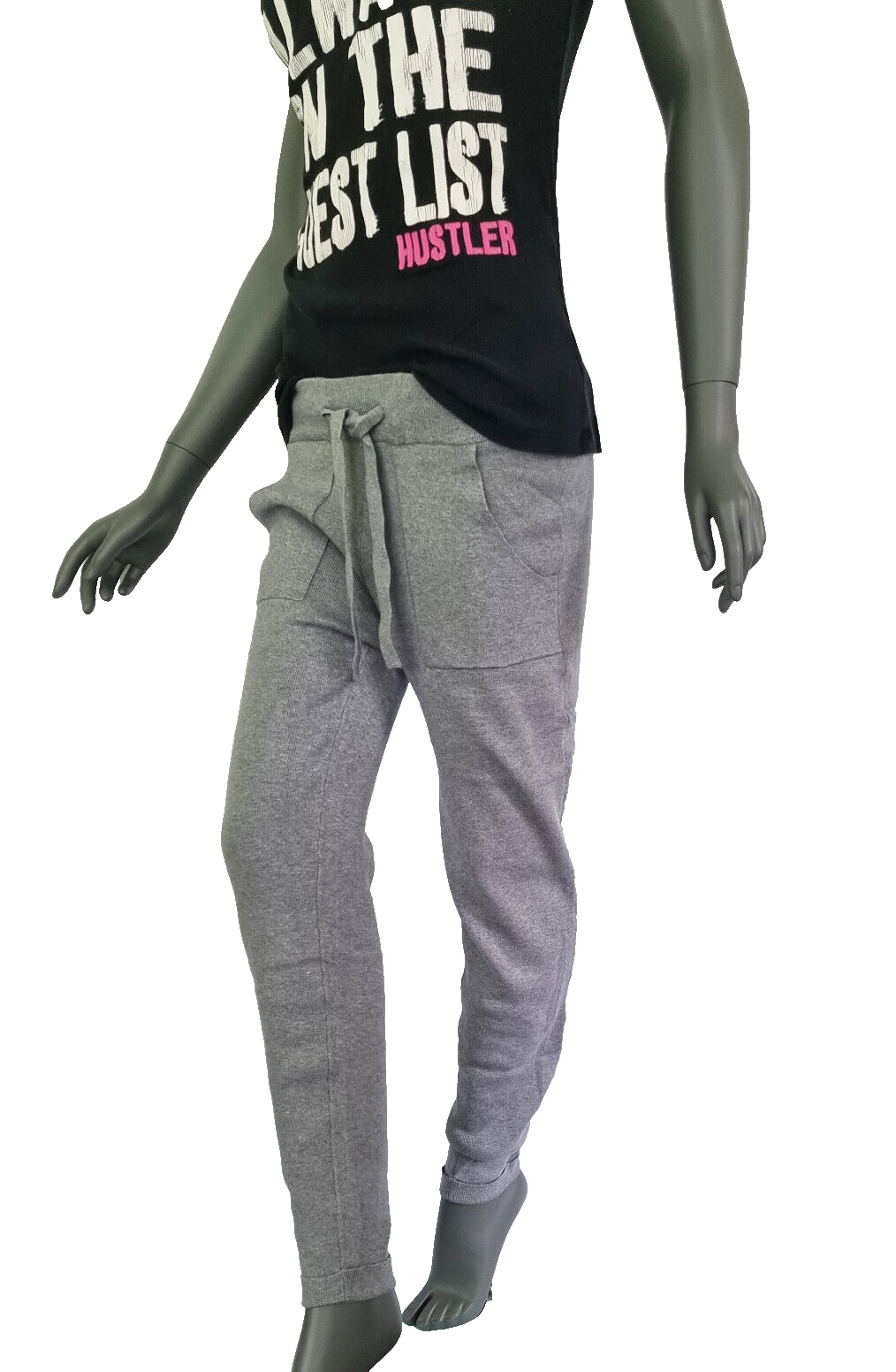 Aniston Feinstrick Hose Damen Schnürung grau Schlupfhose Jogger Kombitalent 42