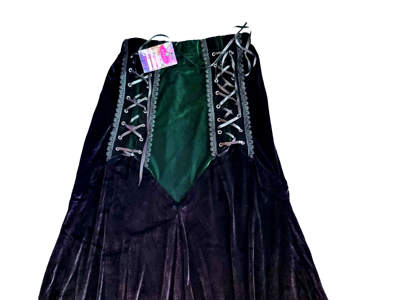 Maxirock Samtrock Corsagenrock Gothic Witch Punk Larp schwarz-grün Gr.34-38