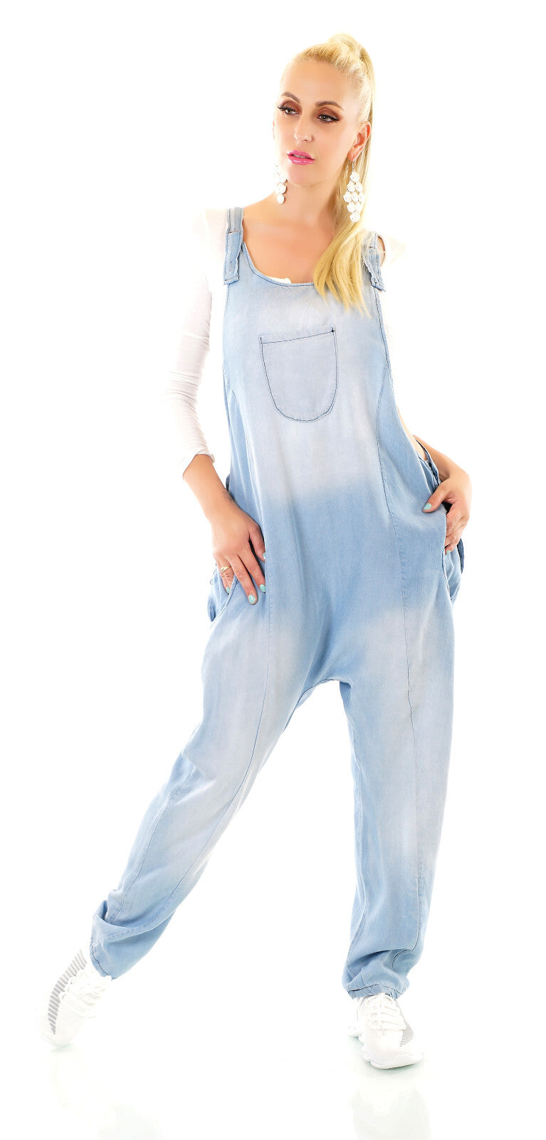NEW COLLECTION ITALY Sommeroverall JUMPSUIT JEANSLOOK Strandoverall Gr.34-38
