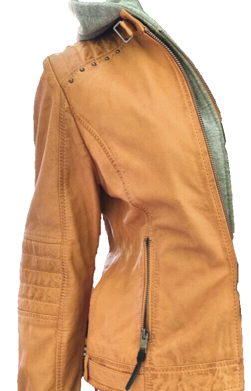 Alpenblitz Lederjacke mit Sweat Hoodie Bikerjacke Lammnappa Echtgrösse 38 (40)