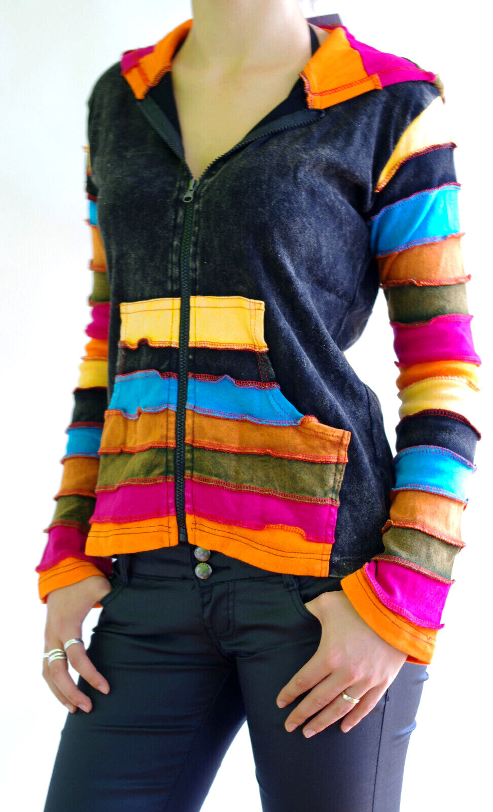 Gugel Patchwork Jacke Nepal Goa Ethno Gr.36-42