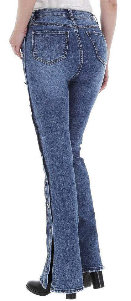 Bootcut Skinny Flare Jeans mit Knöpfen Gr.34-40