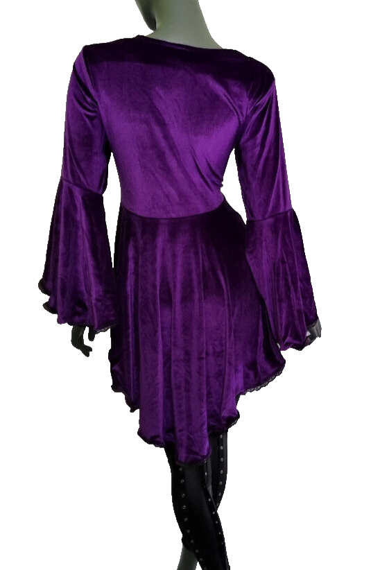 Gugel Samttunika schwarz Gothic Punk Medieval Witch Vokuhila Gr. S/M