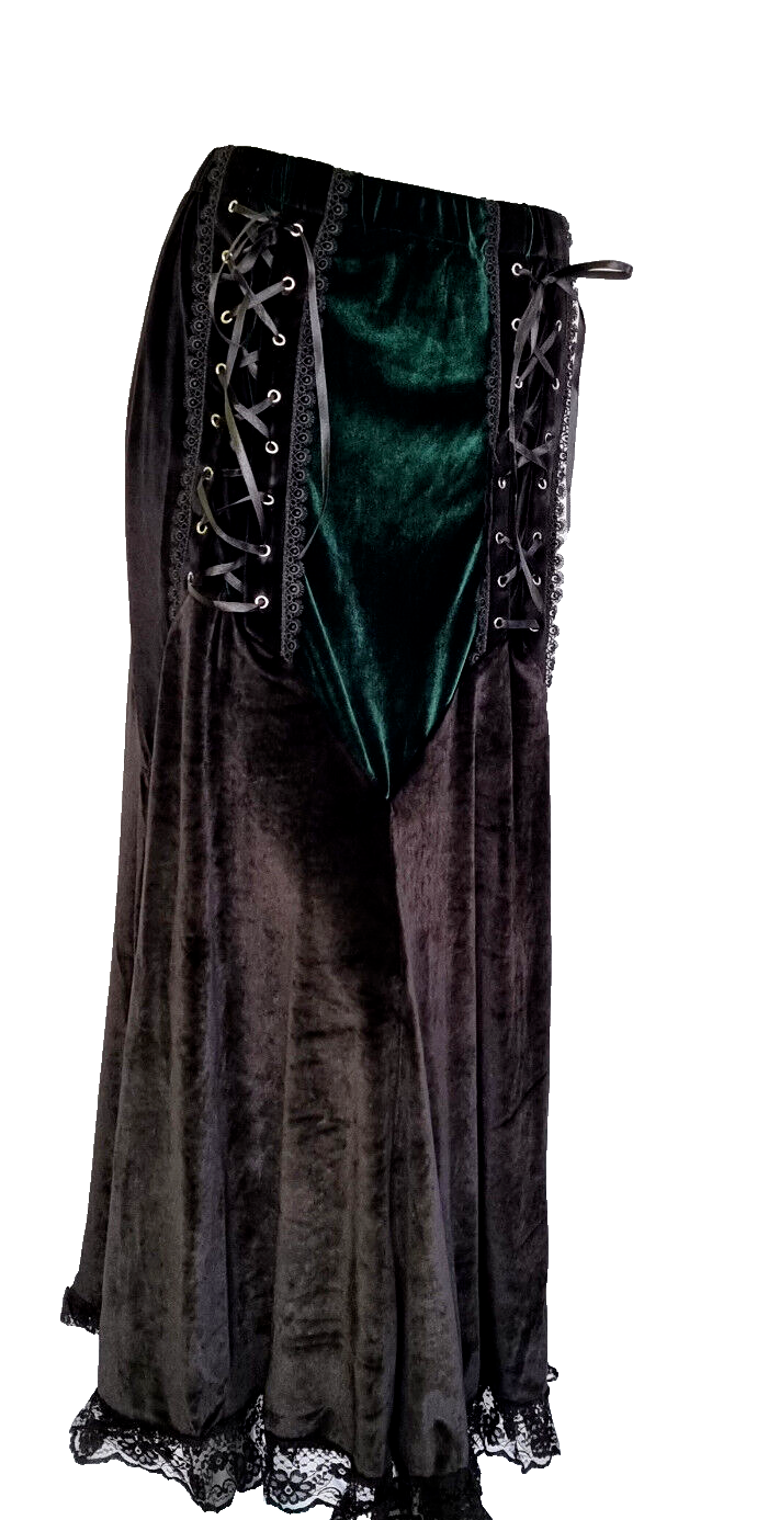 Maxirock Samtrock Corsagenrock Gothic Witch Punk Larp schwarz-rot Gr.34-38