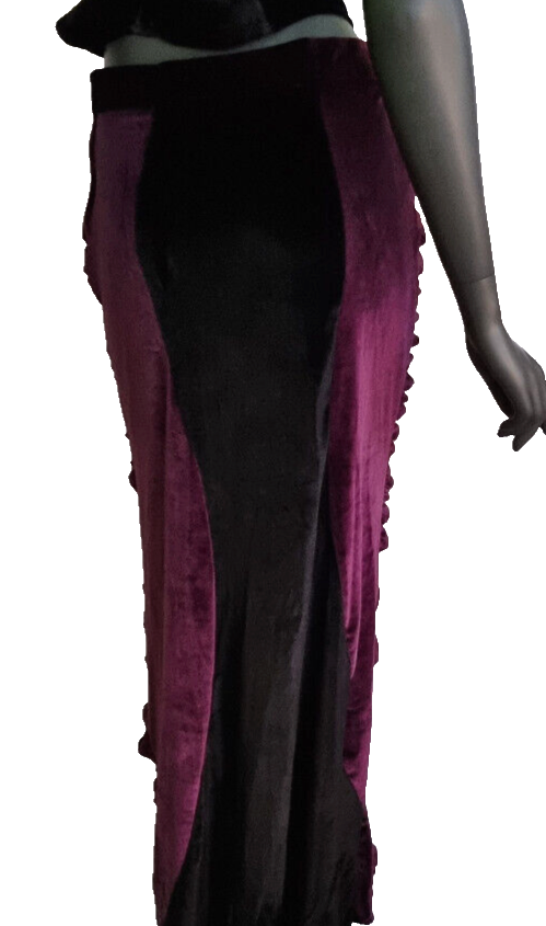 Maxirock Raffung Samt victorian gothic bordeaux lila Gr.34/36
