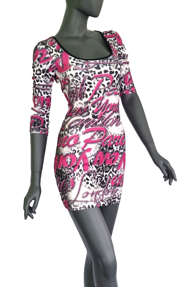 Melrose MiniKleid Grafik Kleid Nieten Longshirt Cityprint Leopard Gr. 34-40