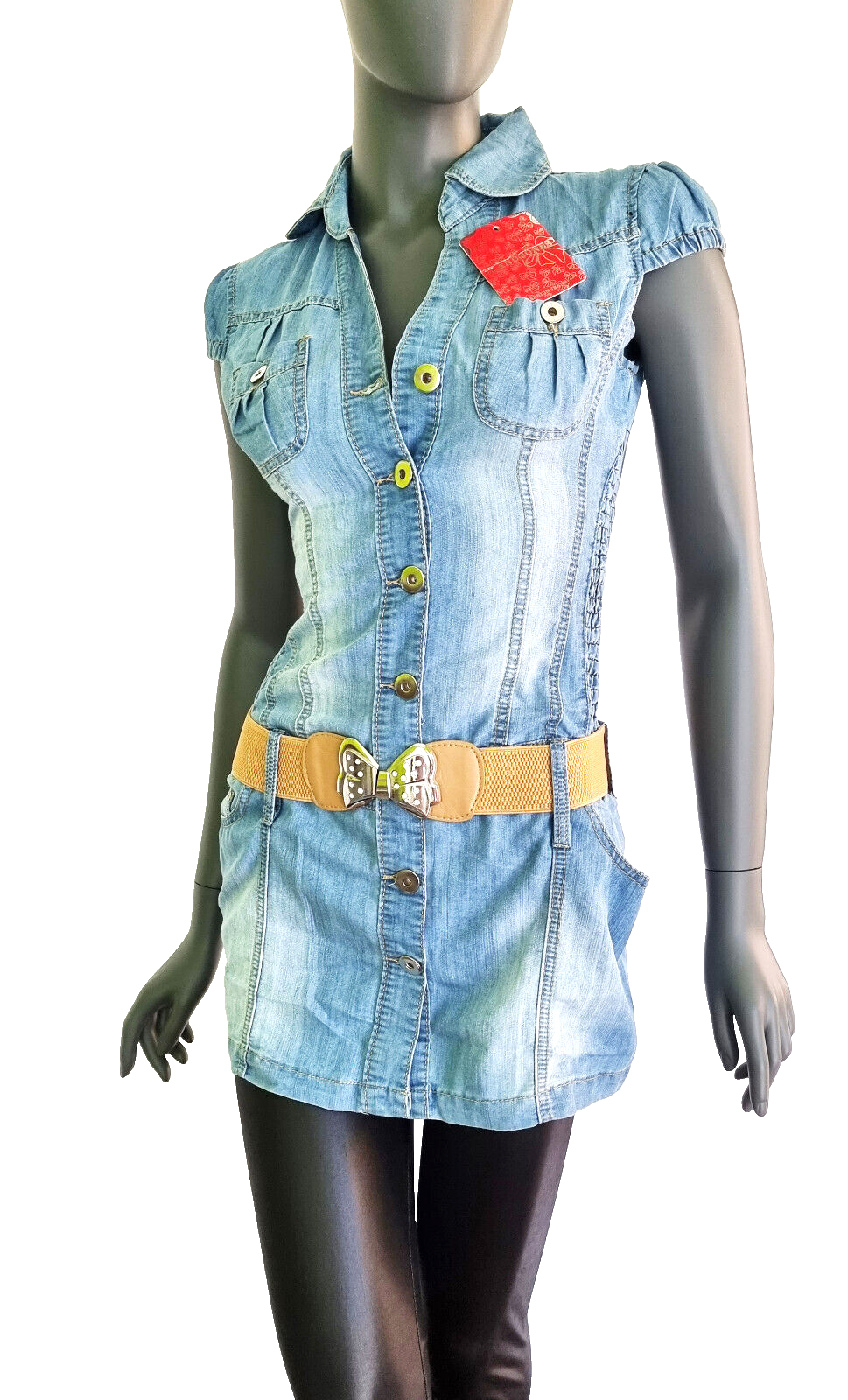 Clandjones Jeanskleid Minikleid mit Gürtel Gr.36