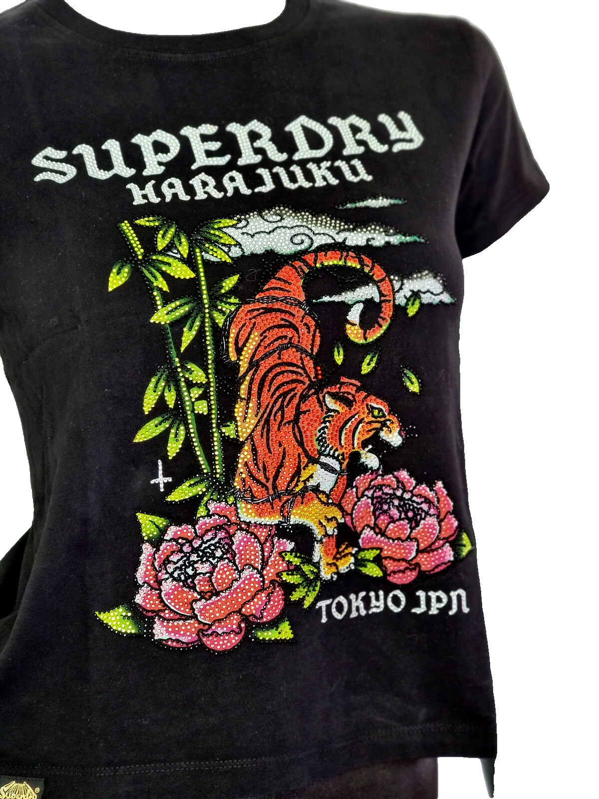 Superdry vintage Harajuku short cut Strass Gr.M/36-38