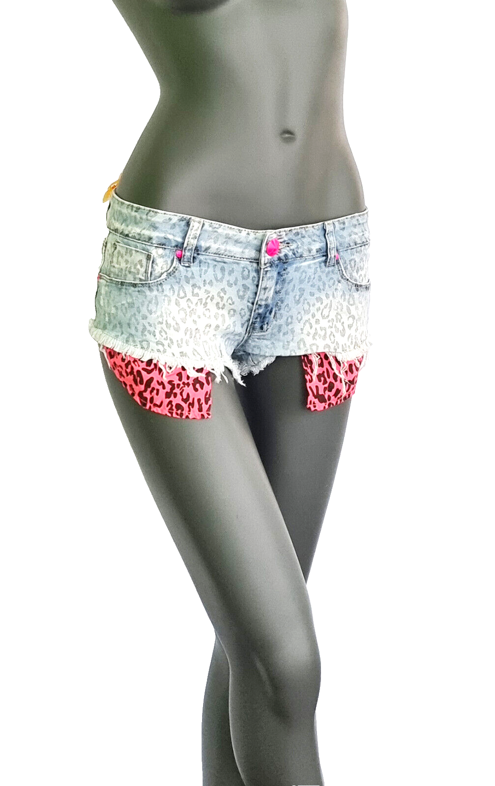 J-Welly Redial Sexy Jeansshorts Low Cut Hotpants Hüftjeans Leopard Gr.36