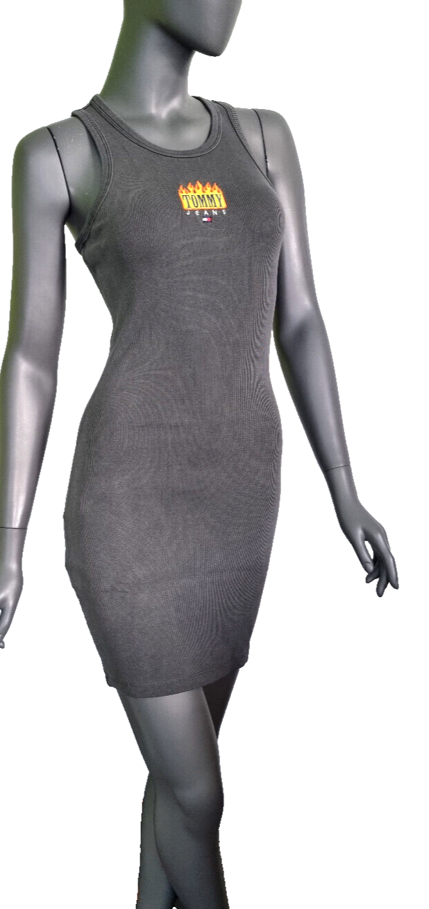 Tommy Jeans Mini Dress Vintage Flame Ripp-Kleid dunkelgrau Gr. S/34-36