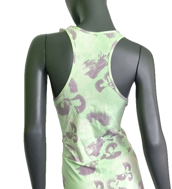 Adidas Damen Floral Graphic Single Jersey Dress grün grau A-Linie Gr.XL/42-44
