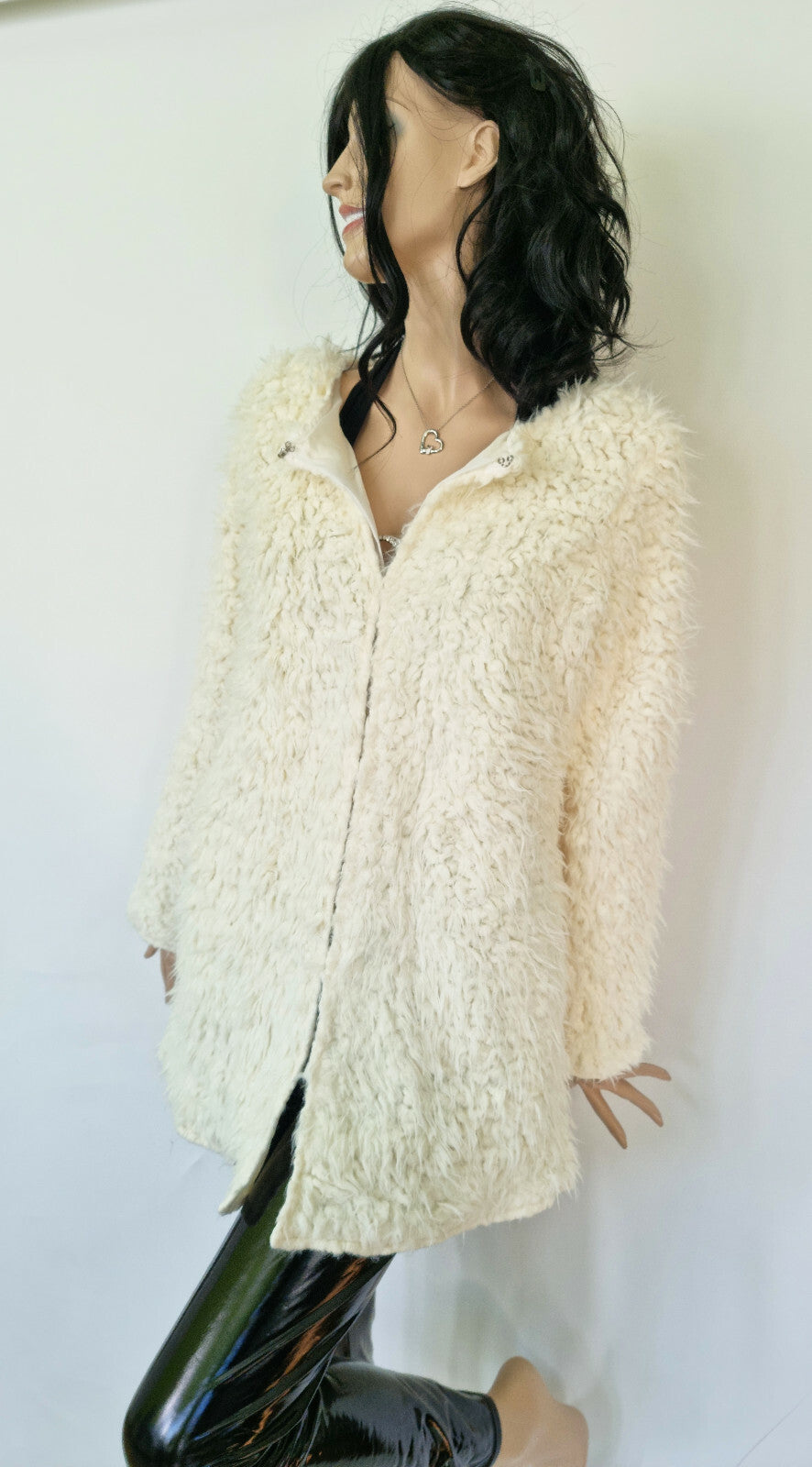 Flauschmantel Soft Übergangsjacke cremeweiss Gr.36-38