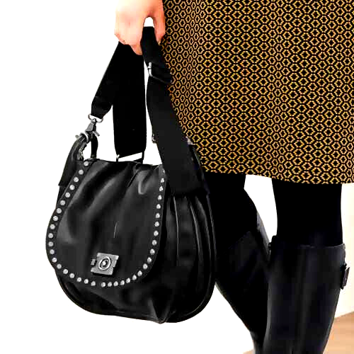 Tasche mit Nieten schwarz Handtasche Schultertasche