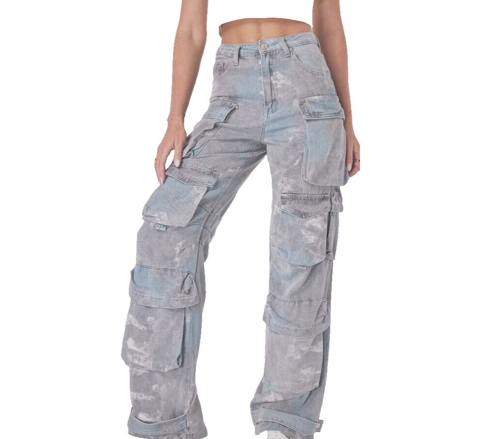 Laulia Damen High Waist Jeans Cargo Pant Gr.XL/38-40