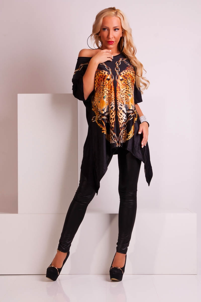 MISS NOMMY Tunika mit Strass Animal Gr.36-40