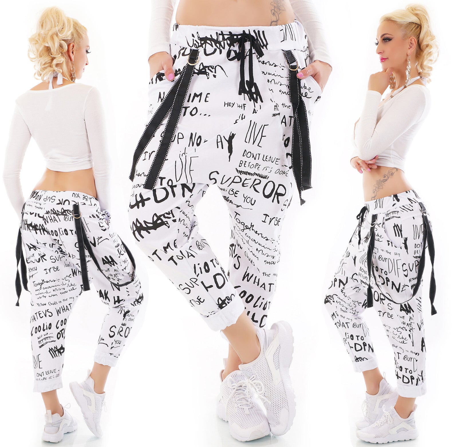 ITALY JogpantsBaggy HaremHose Print 6 Farben 34-40 onesize