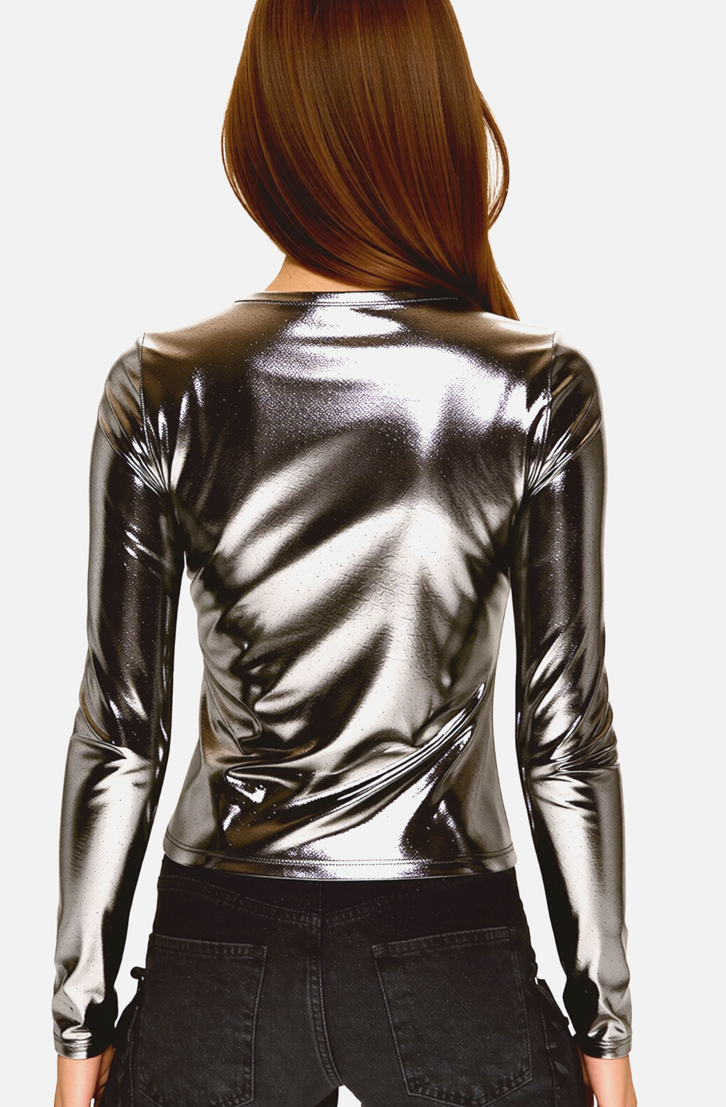 DIESEL Stretchshirt silber mit Kette Gr.S