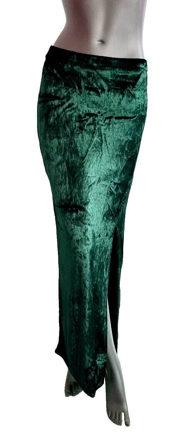 Maxirock Samtrock Schlitz schwarz Gr.34/36 kl.38