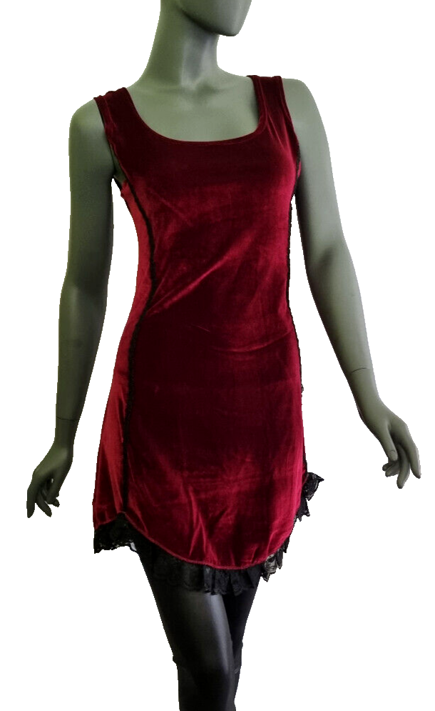 Samtkleid mit Spitze schwarz Gothic Punk Medieval Gr.34/36