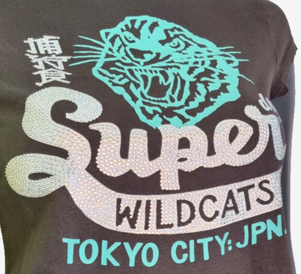 Superdry vintage Wildcats Shirt short Strass Gr.S/34