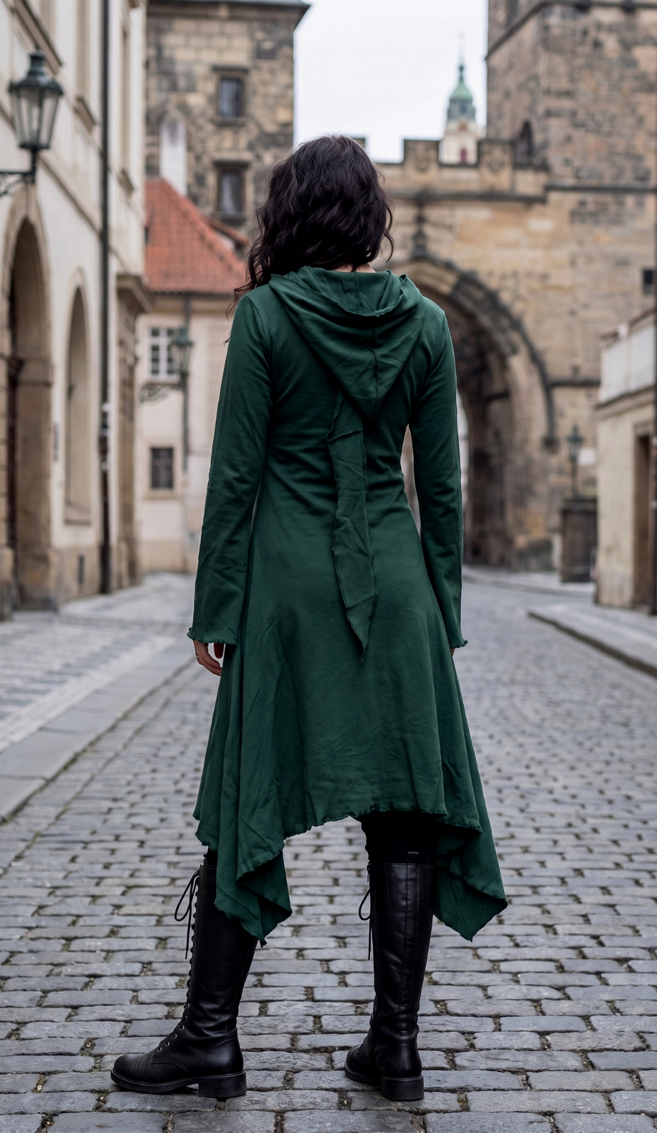 Gugel Zipfelkleid Gothic Ethno Hippie Witch Pixie grün Gr.S/M