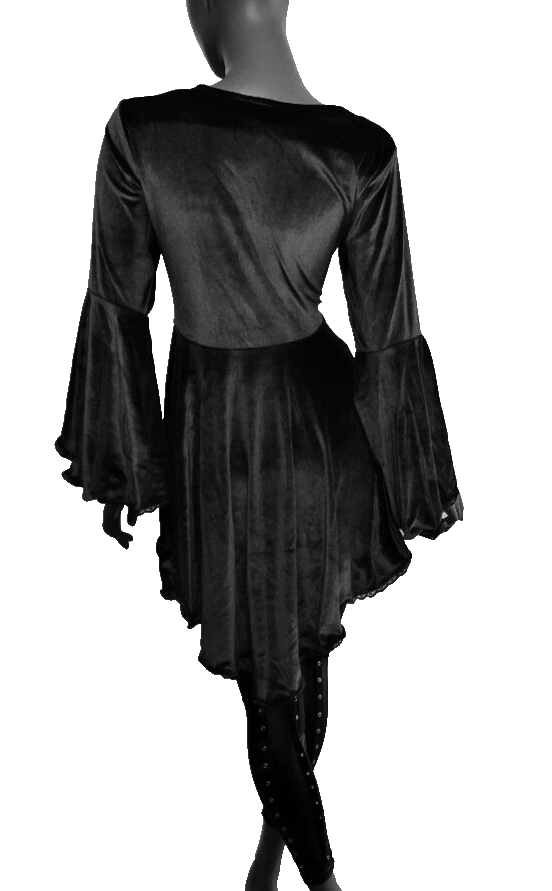 Gugel Samttunika schwarz Gothic Punk Medieval Witch Vokuhila Gr. S/M