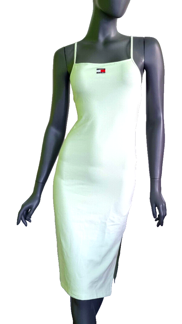 Tommy Jeans Jerseykleid Badge Tie mint grün stretch Gr. L/40