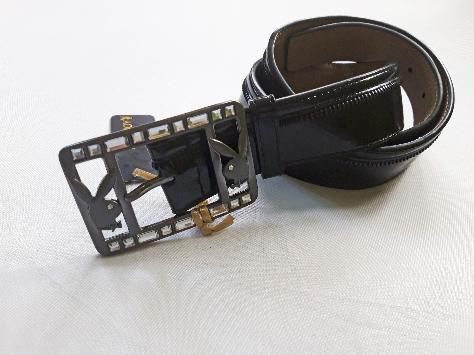 Playboy Lack-Gürtel mit Strass black-black s,m,l