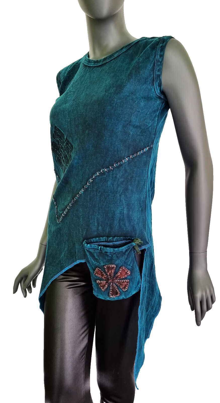 Ethno celtic Shirt Damen Zipfel Tasche Geldkatze Stickerei Ornamente Gr.34-40