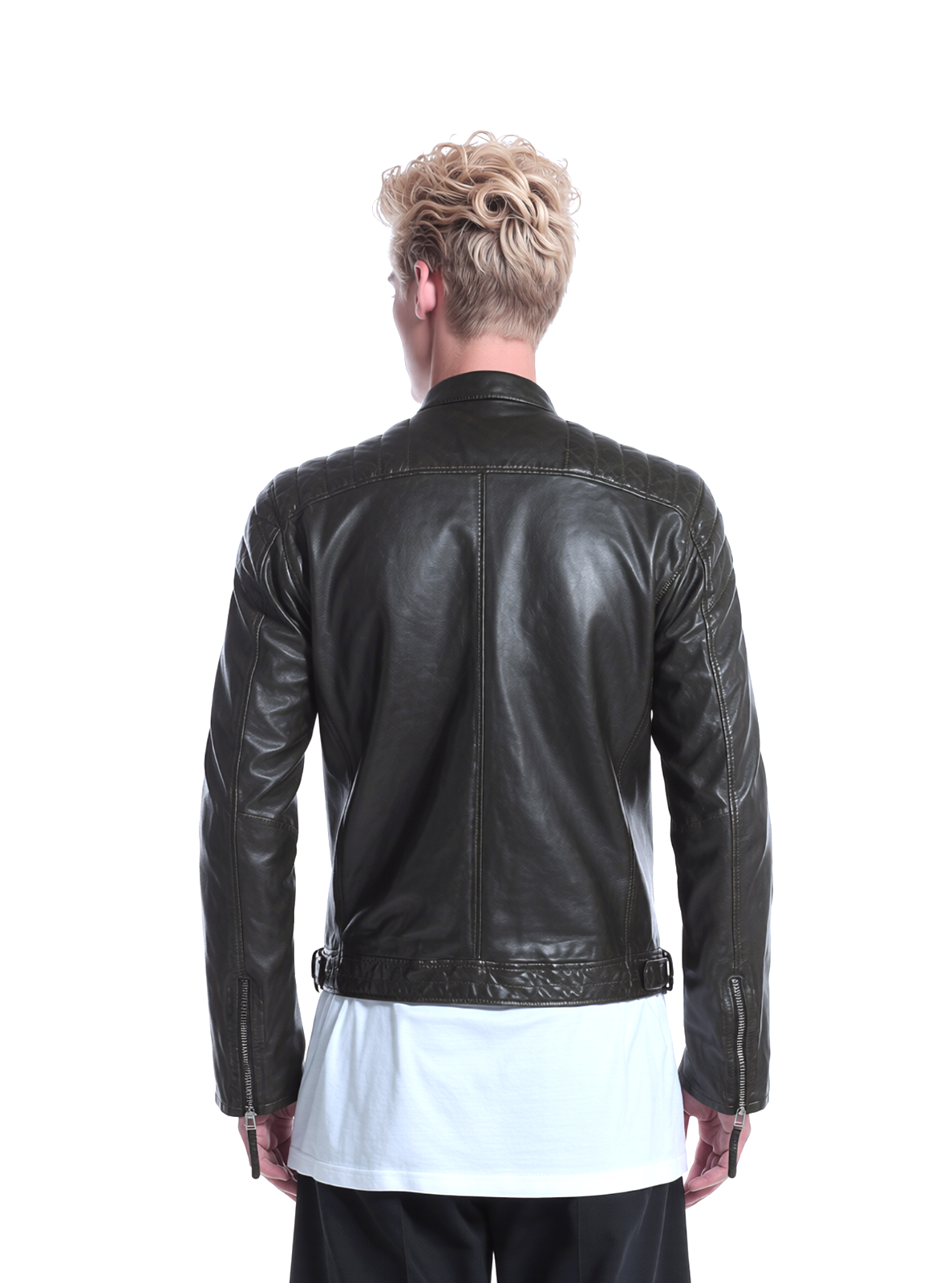 Gipsy- Mauritius Lederjacke Dillian Biker Lammnappa darkoliv/schwarz Gr.54 (56)