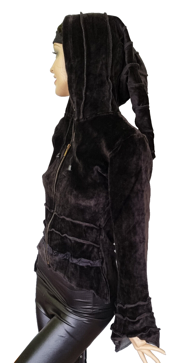Gugel Zipfeljacke Baumwoll-Samt Goa Ethno Gothic Medieval Hippie Gr.34/36