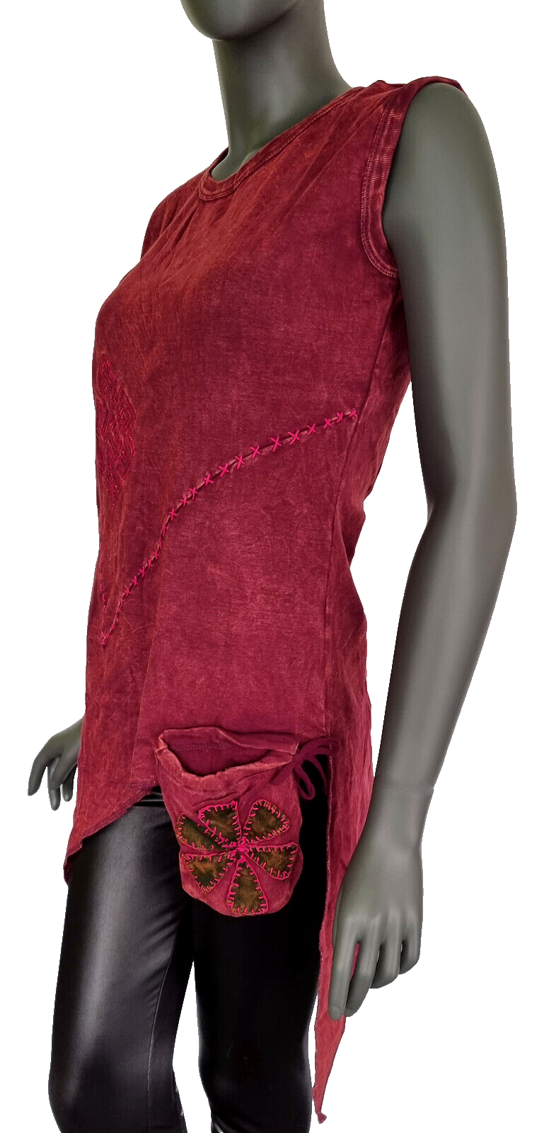 Ethno celtic Shirt Damen Zipfel Tasche Geldkatze Stickerei Ornamente Gr.34-40