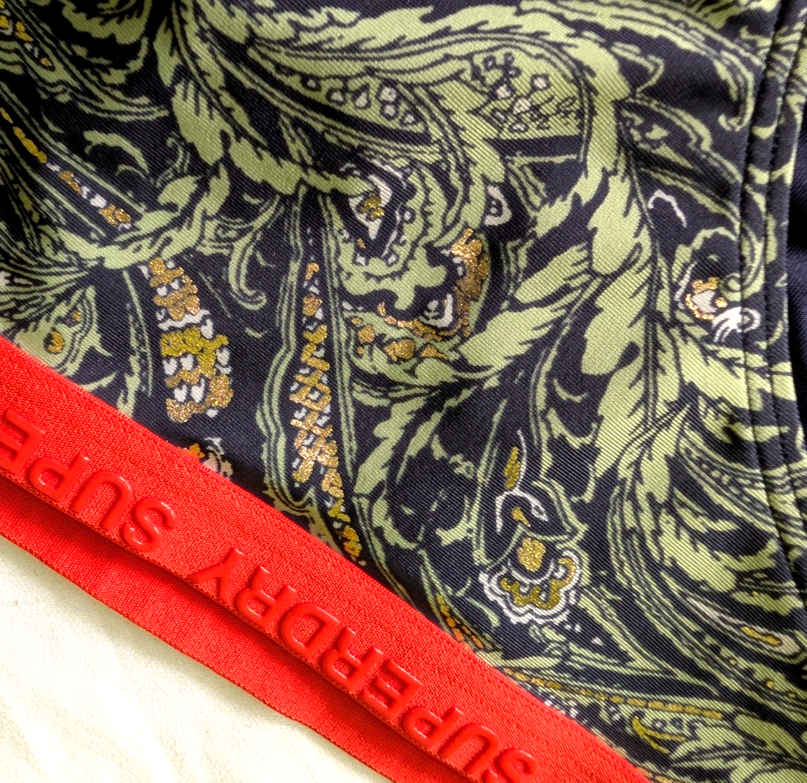 Superdry Bikini Triangel Oberteil grün gold orange floral Gr.L/38-40