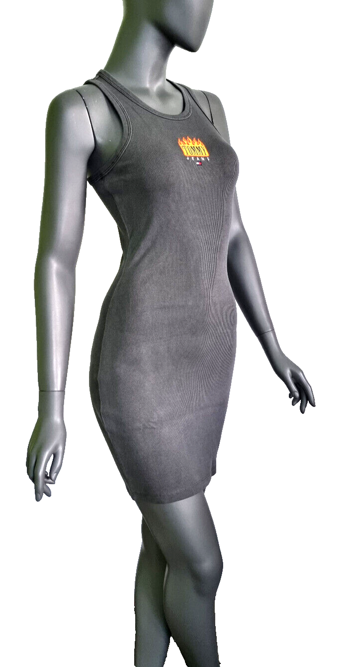 Tommy Jeans Mini Dress Vintage Flame Ripp-Kleid dunkelgrau Gr. M/36-38
